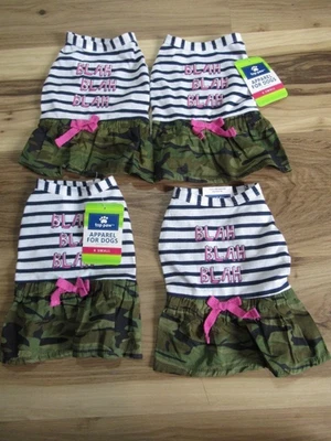 Paquete de 4 vestidos camuflados a rayas Top Paw FA18 X-pequeños, con y sin etiquetas NUEVO Foto 1 de 4