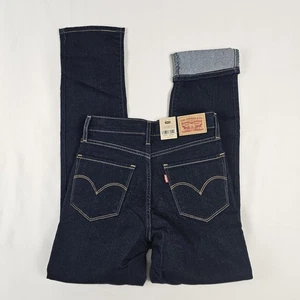 Jeans rectos ajustados de tiro alto Levi's 724 para mujer 26x30, 2 cortos NUEVO - Imagen 1 de 5