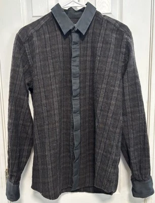 Camisa de Vestir DOLCE & GABBANA Martini Fit 16/41 Lana Seda Negra Hecha en Italia Foto 1 de 4