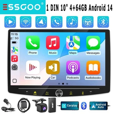 Carplay Autoradio DAB+KAM 1 DIN 360° Drehbar Bildschirm  4+64G 4Core Android 14 - Bild 1 von 4