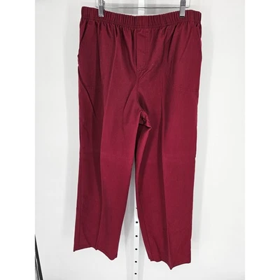 White Stag Red Cotton Blend Elastic-Waist High-Rise Twill Trouser Size 16 - Image 1 of 4