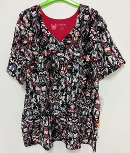 Urbane Modern Fit Scrub Top #9072, Sz. 3XL, Color~Multi.Tailored To Flatter!! - Picture 1 of 7