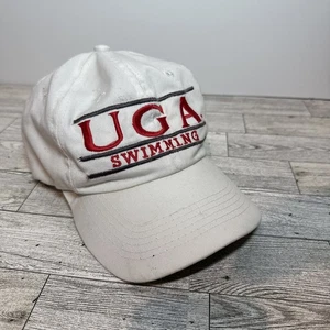 Georgia Bulldogs Swimming Snapback Hat The Game Split Logo 90s Vintage White Red - Picture 1 of 6