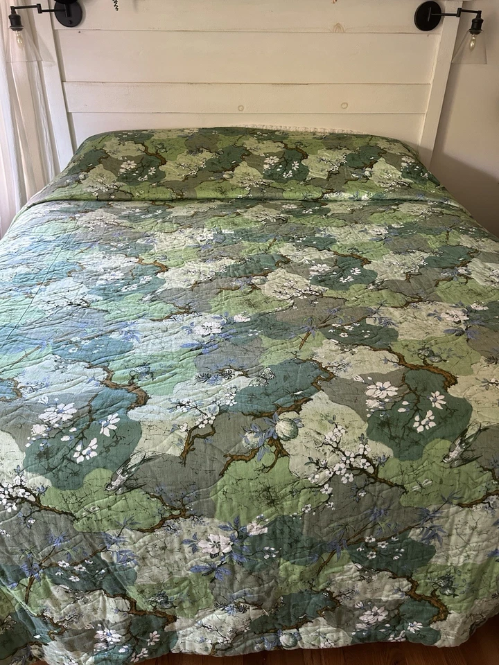 Colcha De Colección Años 60 70 Inspirada en la Naturaleza Pájaro Insecto Mariposa Colcha King MCM Foto 1 de 4