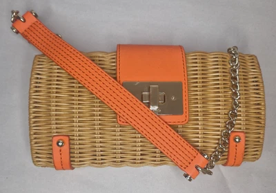 Kate Spade New York Basket Clutch Bag with Clasp Close Orange Leather Pretty - image 1 of 4