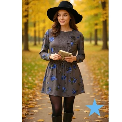 Rebecca Taylor Women’s Silk Long Sleeve Gray Purple Mini Dress Tunic Top Sz 4 S - Image 1 of 4