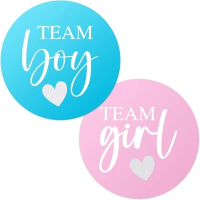 Pegatinas de fiesta decoraciones reveladoras de género - 100 unidades (rosa y rosa/azul  Foto 1 de 4