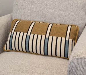 Unikat High End Designer Deko Leinen Kissen mit Daunen Feder Einsatz - Bild 1 von 8