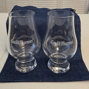 Set of 2 Grand Marnier Engraved Snifter Glencairn Whisky Glasses 6 oz - Picture 1 of 3