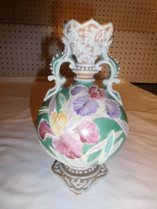 Antique Ornate Hand-Painted Nippon Moriage Iris Vase - Picture 1 of 7