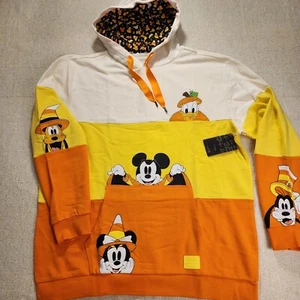 Loungefly Disney Mickey & Friends Candy Corn Halloween Hoodie Unisex XL NEW - Picture 1 of 18