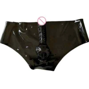 Men'S Latex Tight Briefs With Condoms - Picture 1 of 6