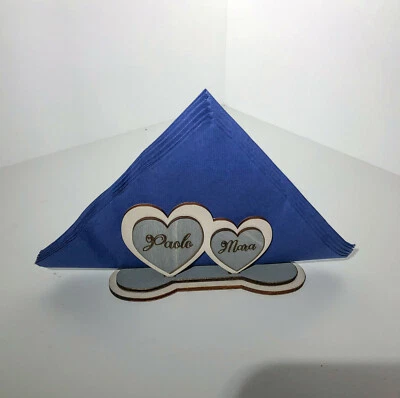 Portatovaglioli Cuore  CON NOME Personalizzato in Legno da Tavola  decorazioni   - Immagine 1 di 4