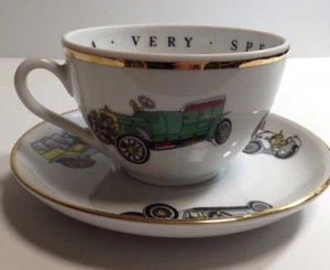 Vista Alegre Portugal Gold Trim Cup & Saucer Dad Antique Cars Princess House - Picture 1 of 9