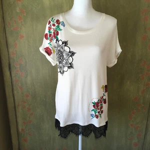 Desigual Lace Hem Tunic Top - Size M - Picture 1 of 11