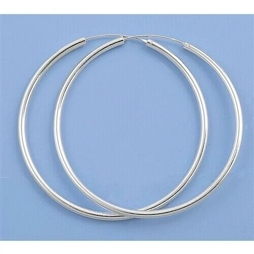 Continuous Hoop Earrings Sterling Silver 925 Thickness 2.5 mm Diameter 60 mm - Image 1 of 1