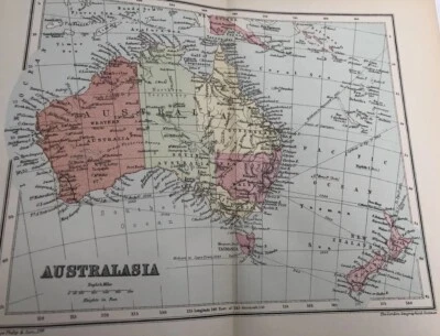 Map Of Australasia Original Print Phillip Antique Political 1905 #7 B - Image 1 of 4
