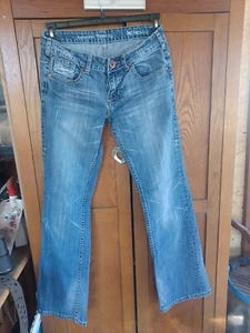 Cowgirl Tuff Don't Fence Me In Jeans Tag 28x33 Low Rise Boot Cut - Picture 1 of 4