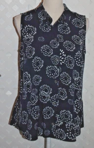 Cabi Dandelion Wish Sleeveless Button Front Blouse Top Women's Medium Navy Blue - Picture 1 of 6