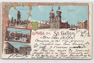 Schweiz - St-Gallen - Litho - Mehrfachansicht - Domkirche - Monumentalbrunner - - Picture 1 of 2