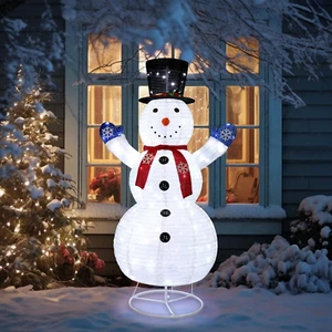 6FT Lighted Snowman Christmas Decorations outside W/ 200 LED Lights, Pop-Up Snow - Picture 1 of 7