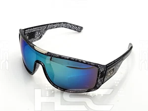Gafas de sol Quicksilver deportivas envolventes marco negro gris lente espejo azul NUEVO - Imagen 1 de 11