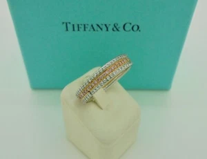 Authentic Tiffany & Co. Pink & White Diamond Platinum 18k Rose Gold Ring US7 - Bild 1 von 10