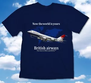 British Airways "Negus" Boeing 747 Jumbo Jet T-Shirt - Planespotting, Aircraft - Picture 1 of 1