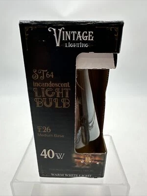 Vintage Lightning ST64 Lightbulb E26base 40w medium white light - Image 1 of 4