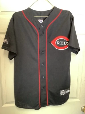 VTG Cincinnati Reds Jersey Adult M BLK Majestic Pro Stitched Style 6592 Rare - Image 1 of 4