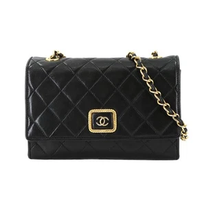 CHANEL Matelasse Chain Shoulder Bag Leather Black Vintage 90283225 - Picture 1 of 11