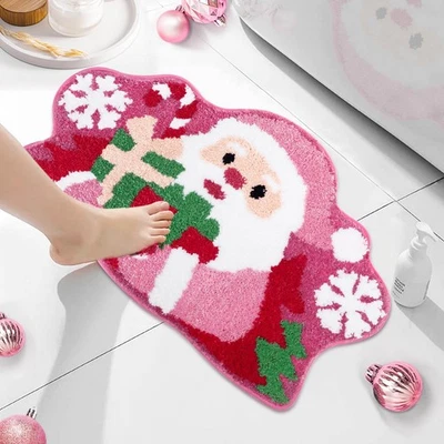Alfombra de baño rosa Navidad Santa Alfombra de baño antideslizante para baño... Foto 1 de 4