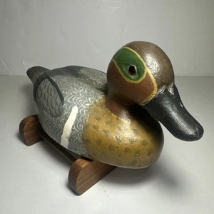 Herman Glick DUCK DECOY Glasauge 11" 1978 signiert Green-Wing H. Glick Vintage - Bild 1 von 24