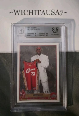 Tarjeta de novato 2003-04 Topps NBA LeBron James #221 RC BGS 8,5 Lakers Cavs Heat Foto 1 de 3