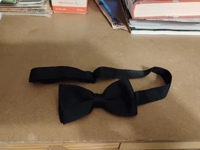Vintage Bow Tie Black Clip Tie Bowtie Formal Wear Men - Image 1 of 4
