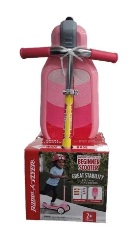 Radio Flyer Grow With Me Beginner Kick Scooter for Ages 2-5 up to 50 Lbs in Pink