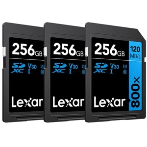 Lexar 256GB High-Performance 800x UHS-I SDHC Karta pamięci BLUE Series - (3-pak) - Zdjęcie 1 z 7