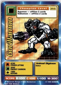Tarjeta Digimon Gorillamon CP-13 1999 rara promoción de cereales Digi-Battle - Imagen 1 de 7