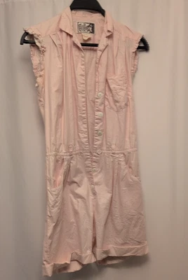 Pantalones cortos de una pieza a rayas rosa y blanco Foxy Lady San Francisco años 80 de colección Foto 1 de 4