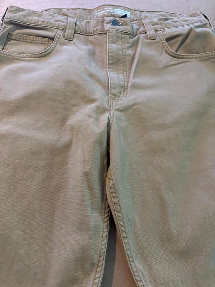 Carhartt Pants Mens 38 x 34Tan Relaxed Fit Straight Rigby Canvas Workwear 102517