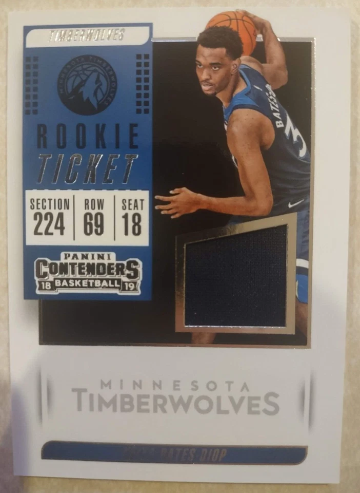 18-19 Panini Contenders KEITA BATES-DIOP Timberwolves ROOKIE BLUE JERSEY Swatch! - Image 1 of 2