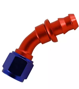 AN 6 45 Degree Push On Hose End Red & Blue - Foto 1 di 1