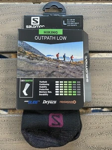 Salomon Hiking OUTPATH LOW Quarter Socks Mens L US 8.5 - 11 Black Red - 1 Pair - Picture 1 of 4
