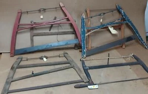 LOT OF 6 VINTAGE WOOD + METAL BOW BUCK CROSS CUT SAWS  !K195H - Picture 1 of 13