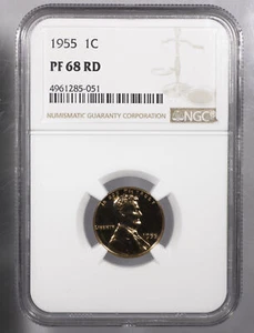 1955 1c Proof Lincoln Cent NGC PF68 RD Type Set! - Picture 1 of 2