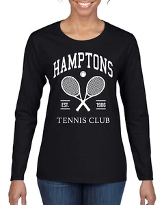 Camiseta Hamptons Tennis Club Est 1986 deportes mujeres gráfica manga larga - Imagen 1 de 8