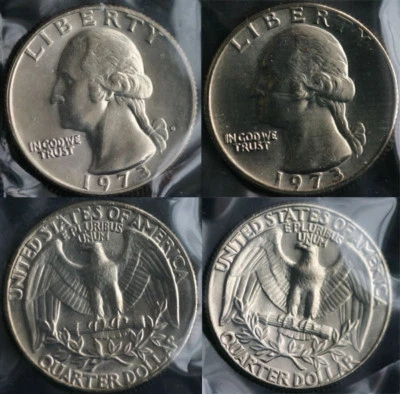 1973 P and D Washington Quarter TWO 25 Cents Coins from US Mint UNC Set BU Cello - Image 1 of 4