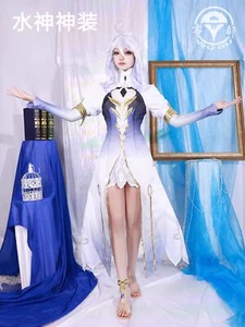 GenshinImpact Furina de Fontaine Focalors Cosplay Costume Water God Dress & Wigs - Picture 1 of 11