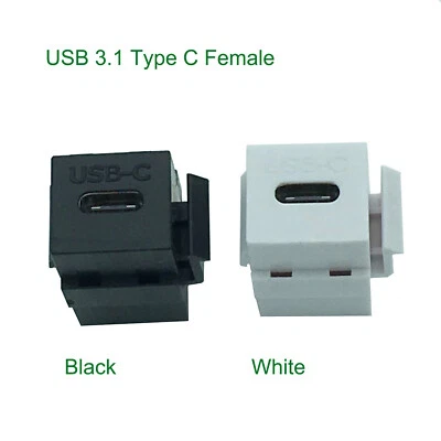 10 USB Type C 3.1 Female to Female Extension Keystone Coupler Adapter Wall Plate - Image 1 of 4