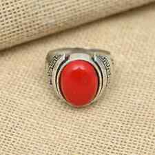 Beautiful 925 Silver Handmade Red Coral Gemstone Men's Ring All Size R469